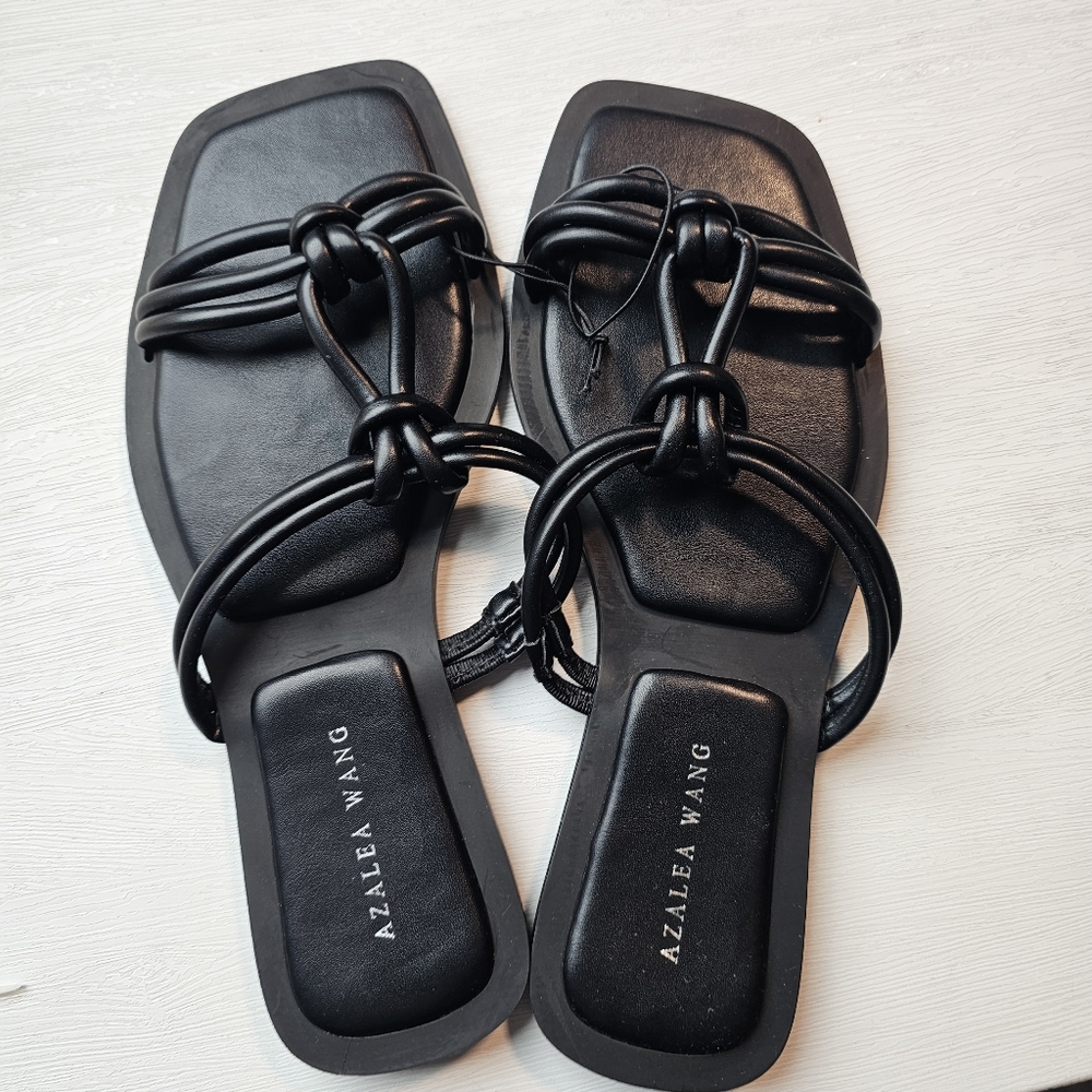 Azalea Wang Black Strappy Slide Sandals – Size 8 - BNWOT